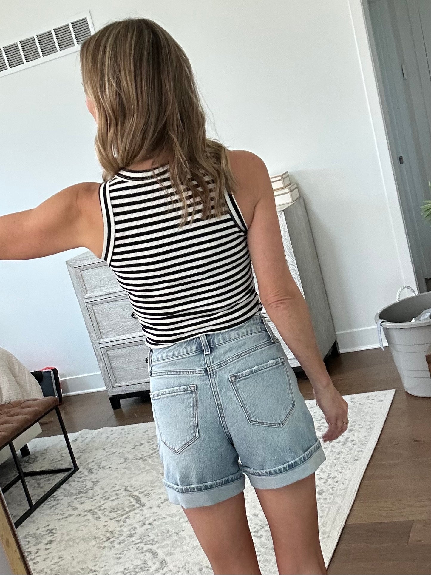 Cuffed Denim Shorts