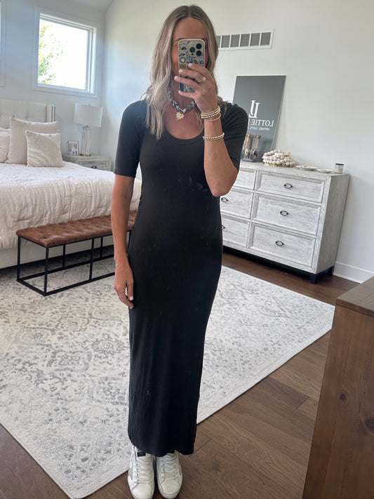 Charcoal Scoop Neck Maxi
