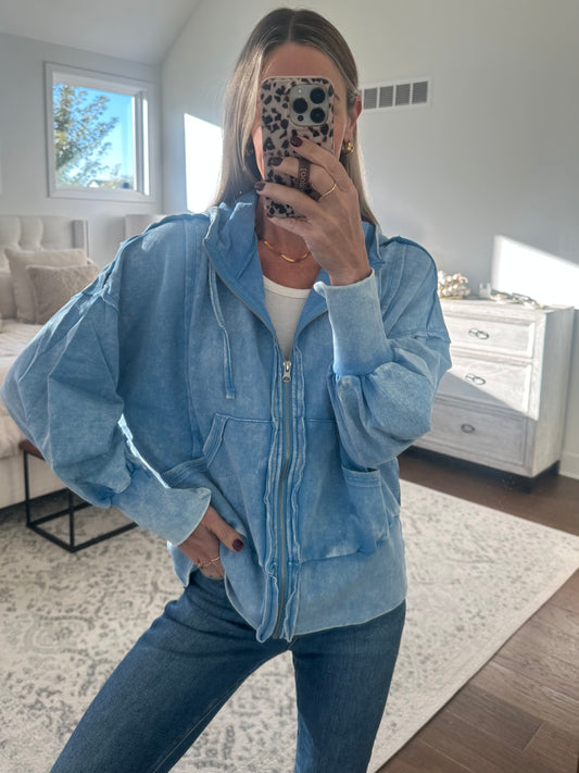 Baby Blue Zip Up Hoodie
