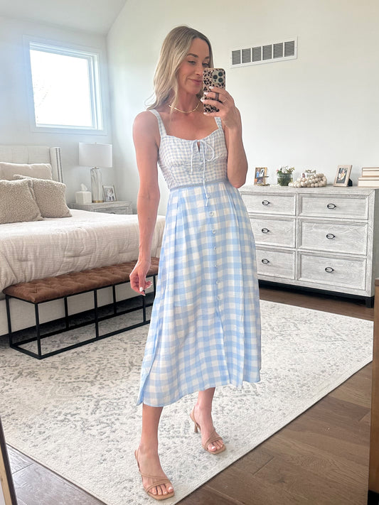 Blue Plaid Button Down Maxi