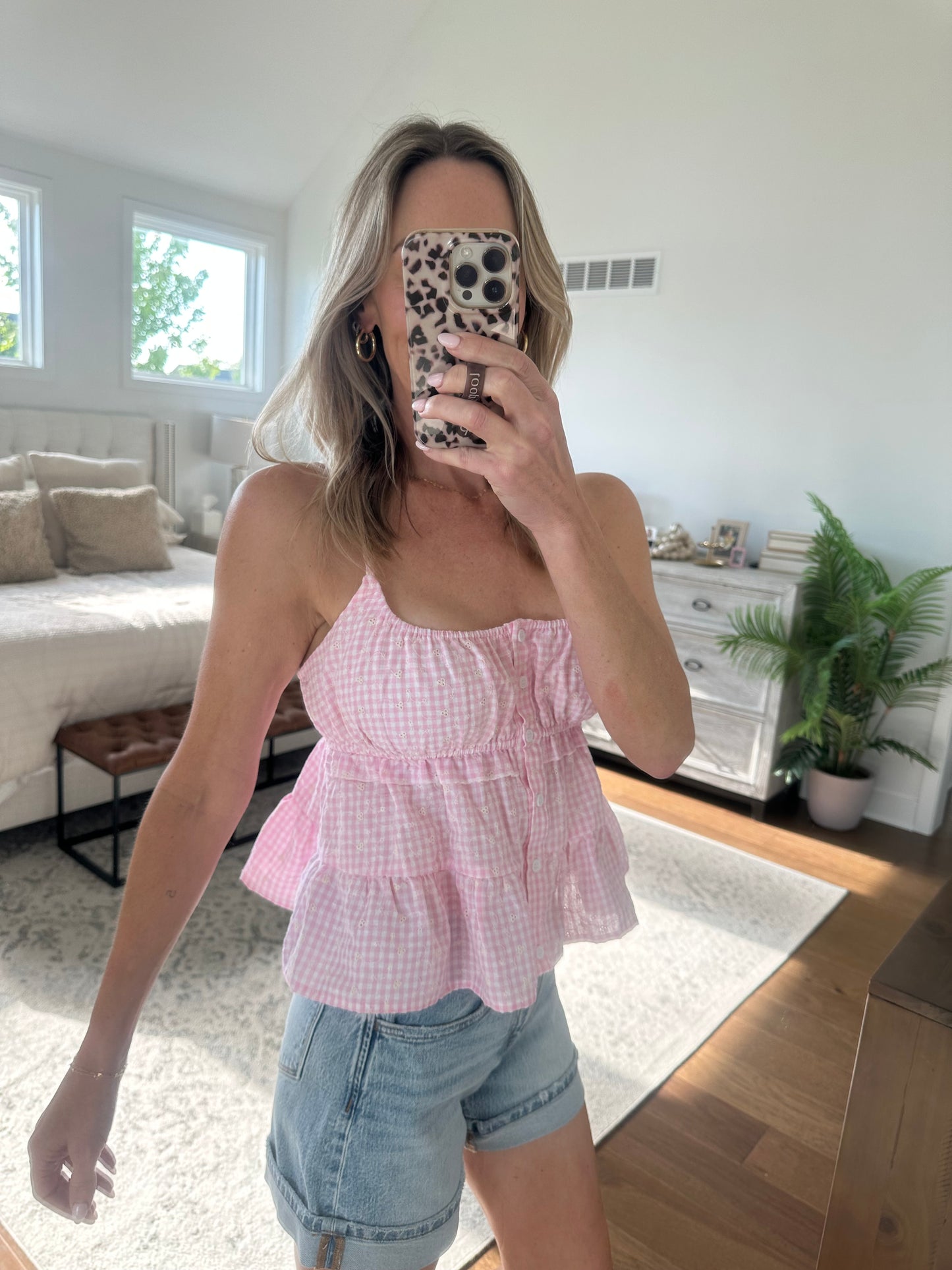 Pink Embroidered Tank