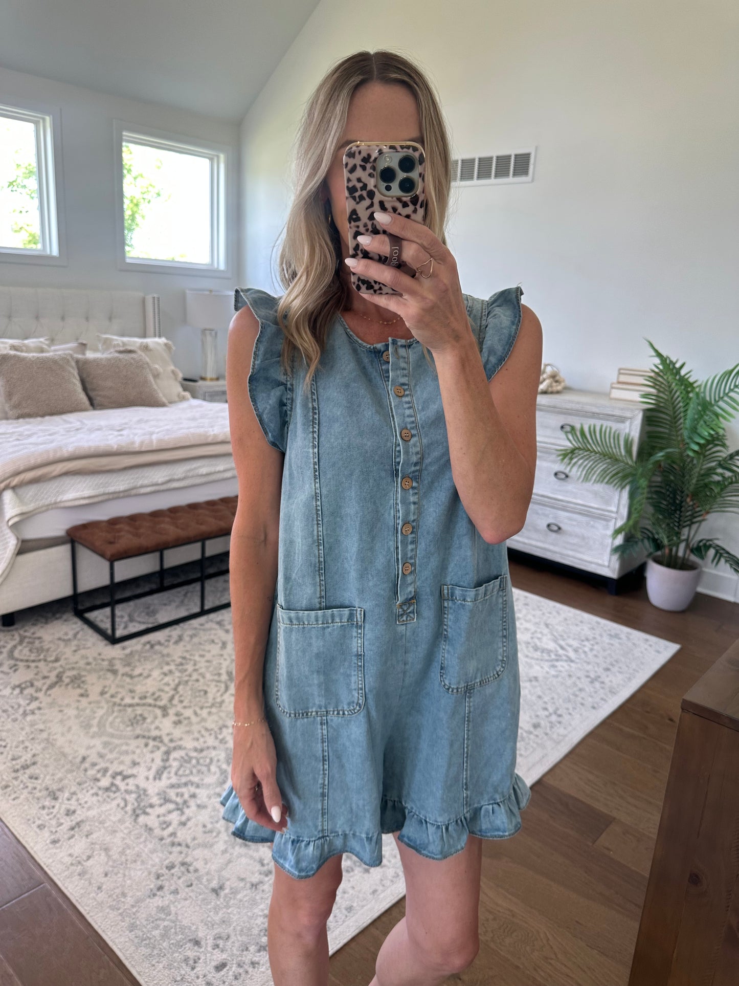 Denim Ruffle Romper