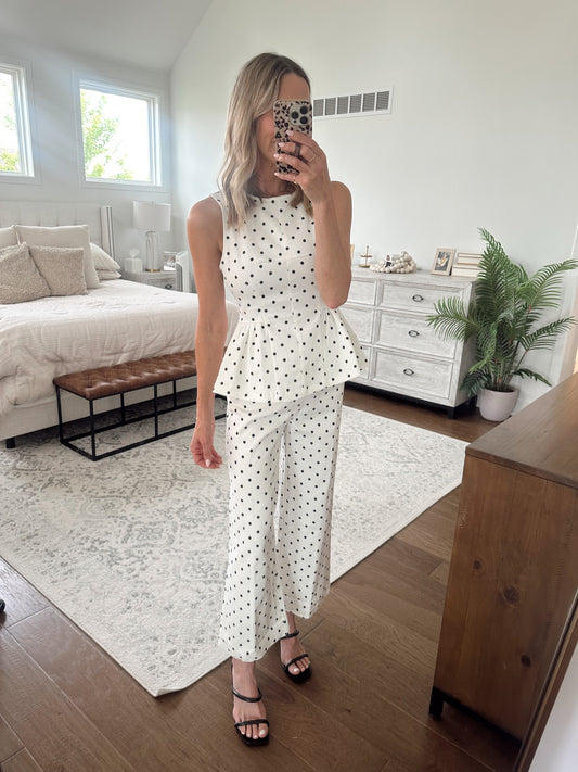 Polka Dot Peplum Top