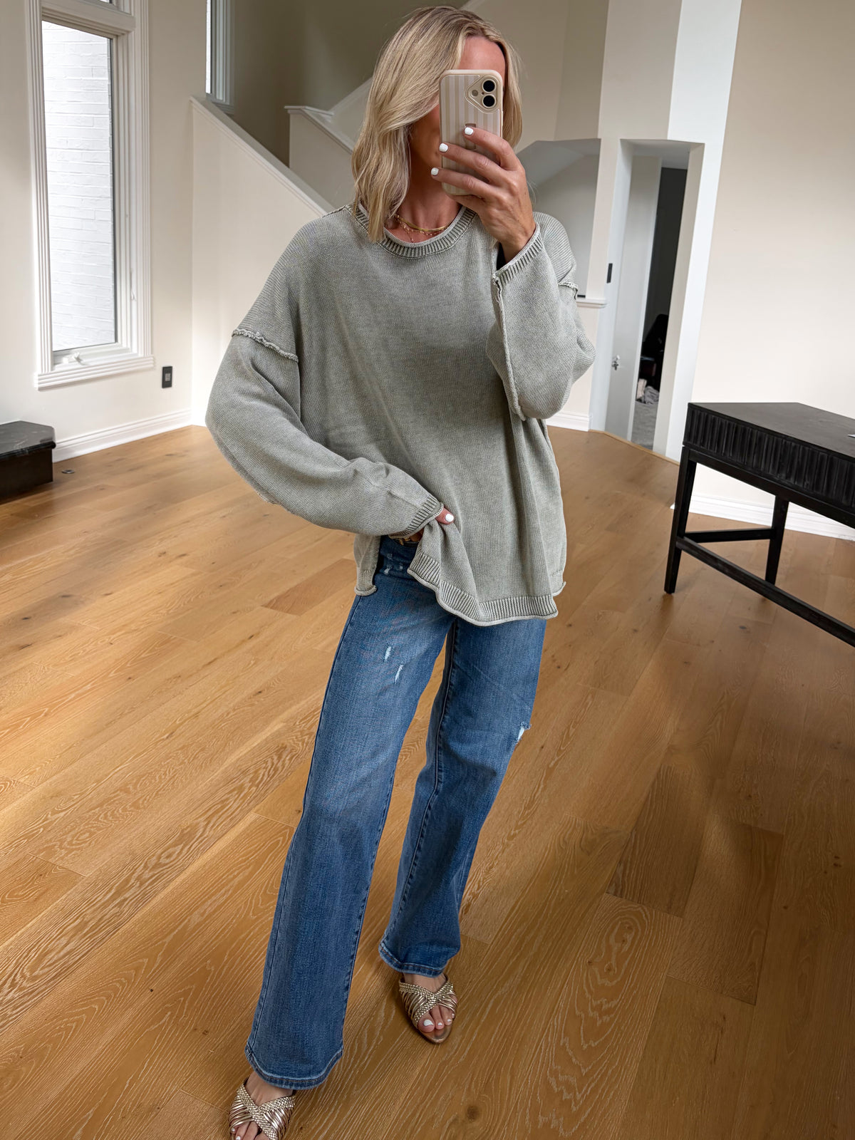 Olive Drop Sleeve Sweater