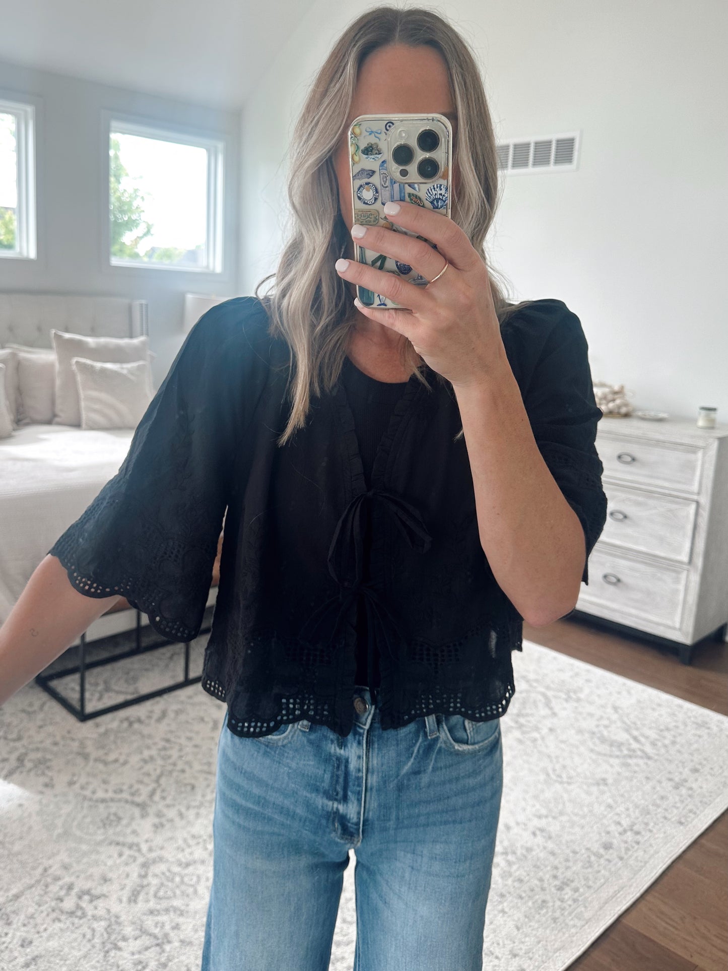 Tie Front Blouse- Black