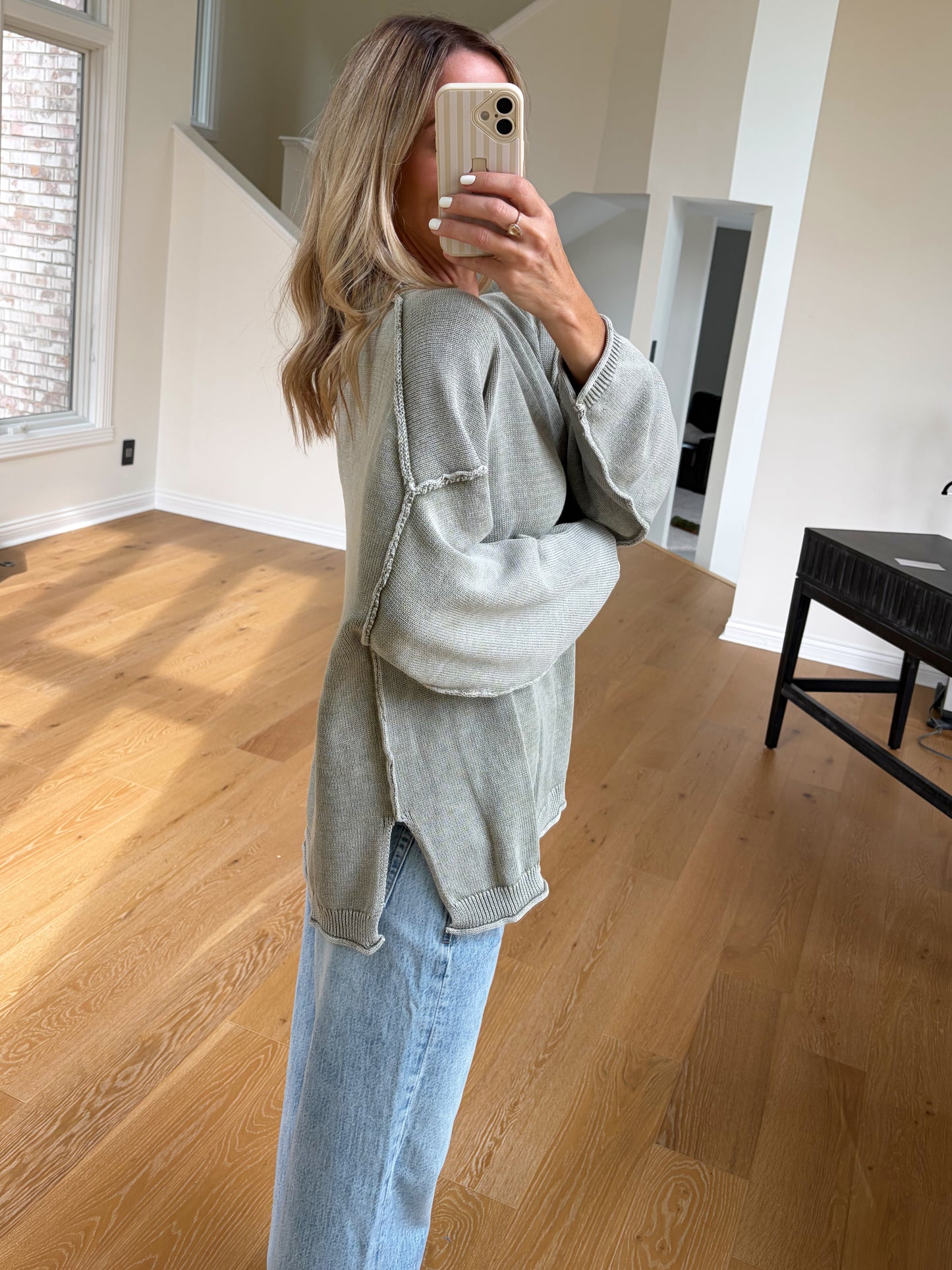 Olive Drop Sleeve Sweater