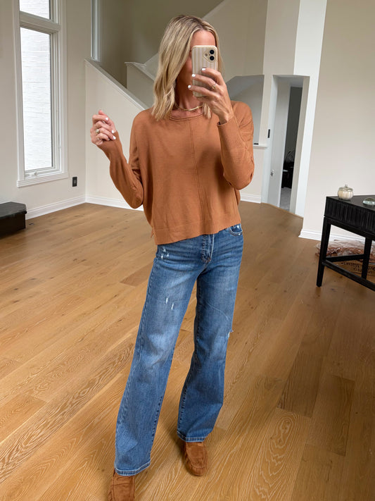 Camel V Neck Sweater