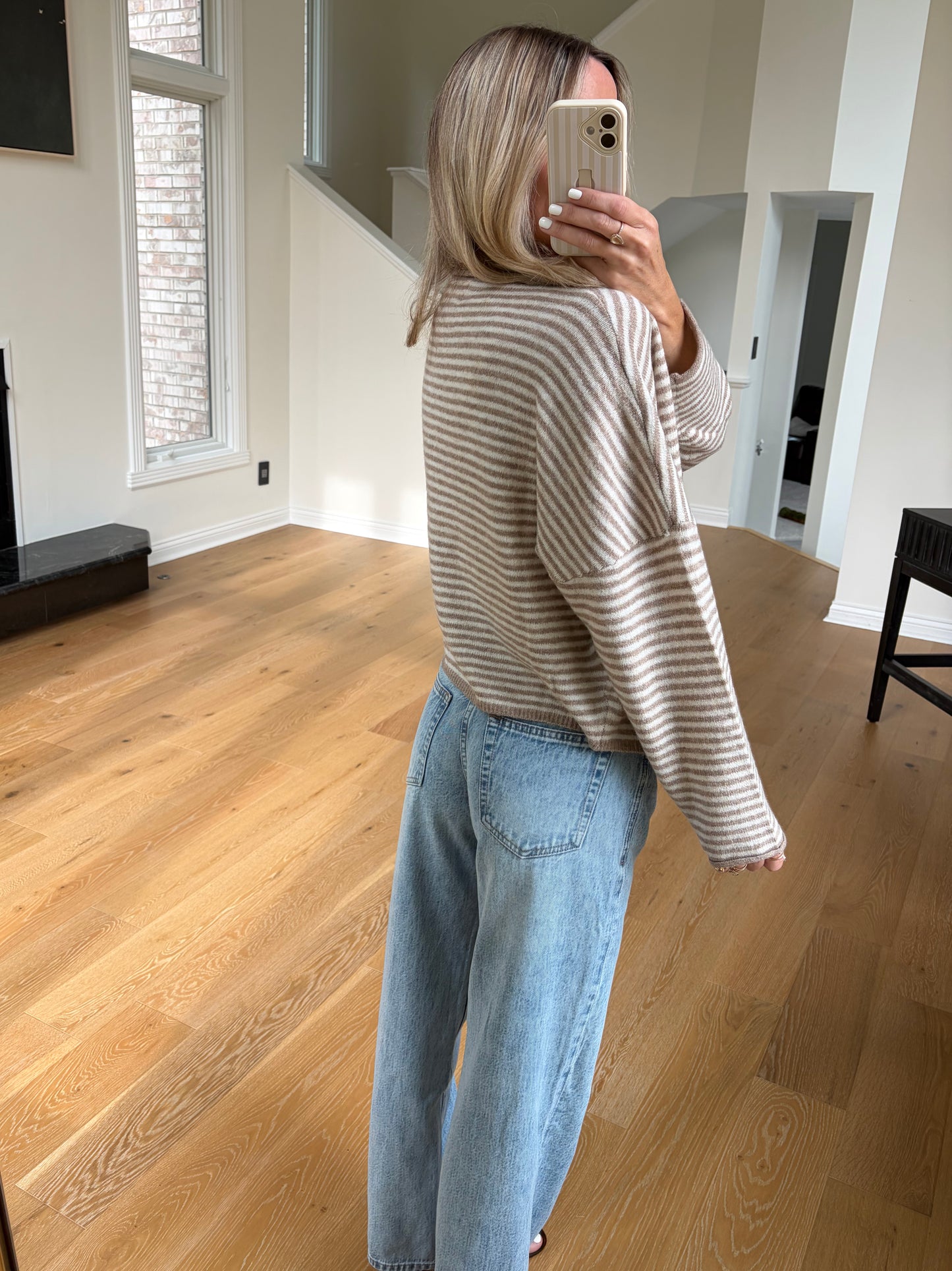 Soft Striped Cardi- Mocha