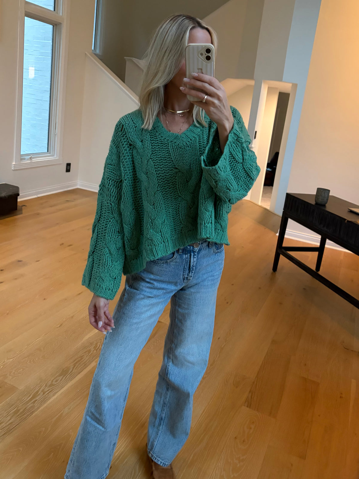Loose Knit Sweater- Green