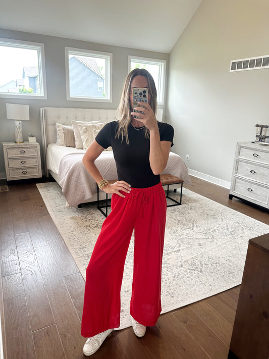 Red Woven Pant