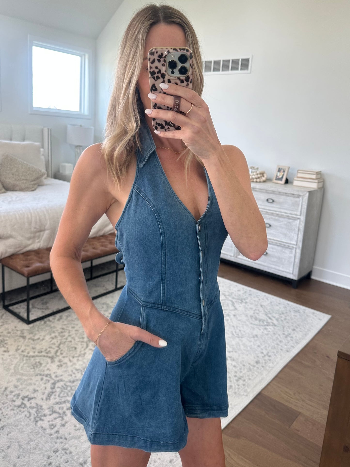 Denim Halter Romper