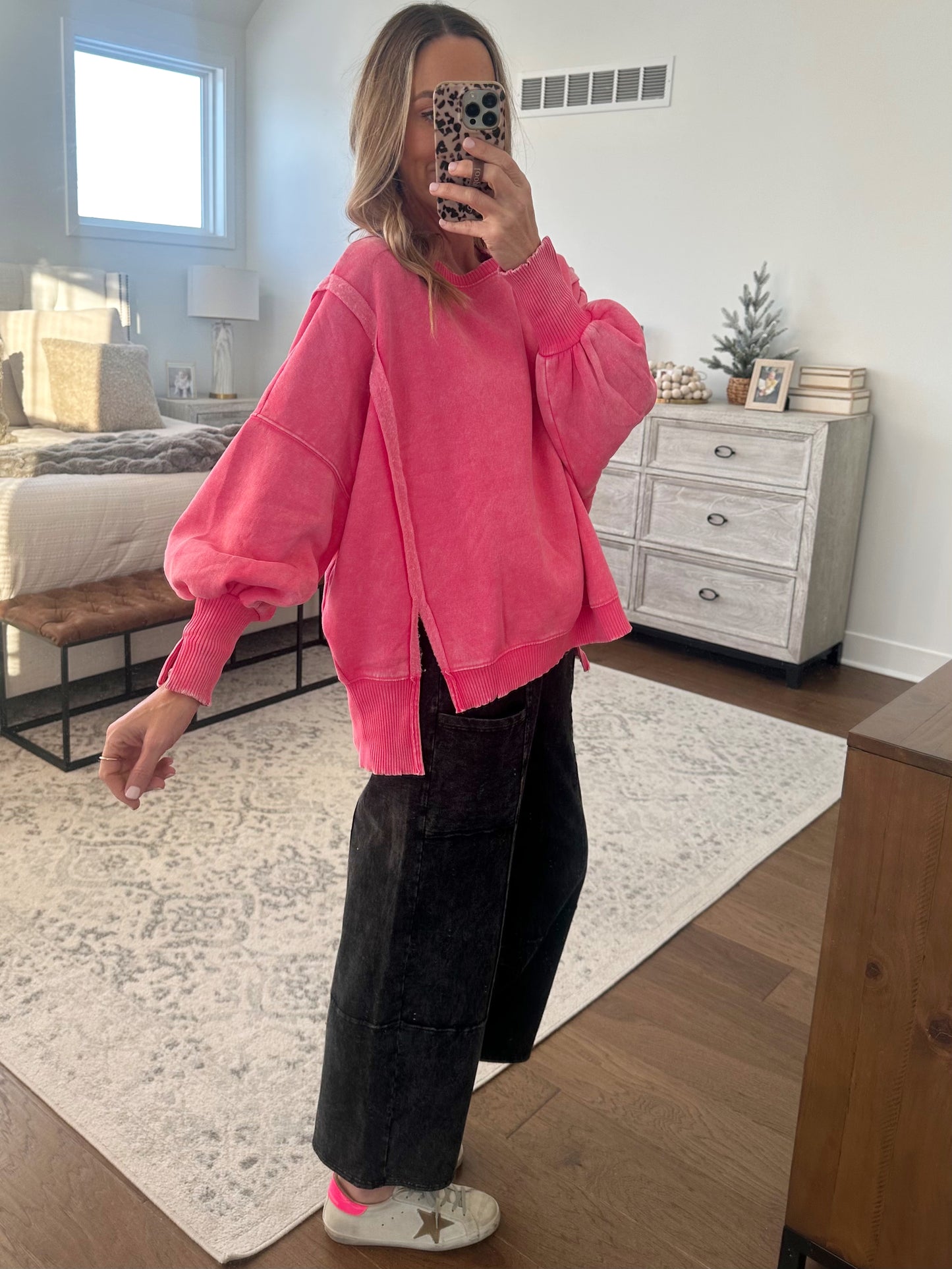 Oversized Sweatshirt- Fuchsia
