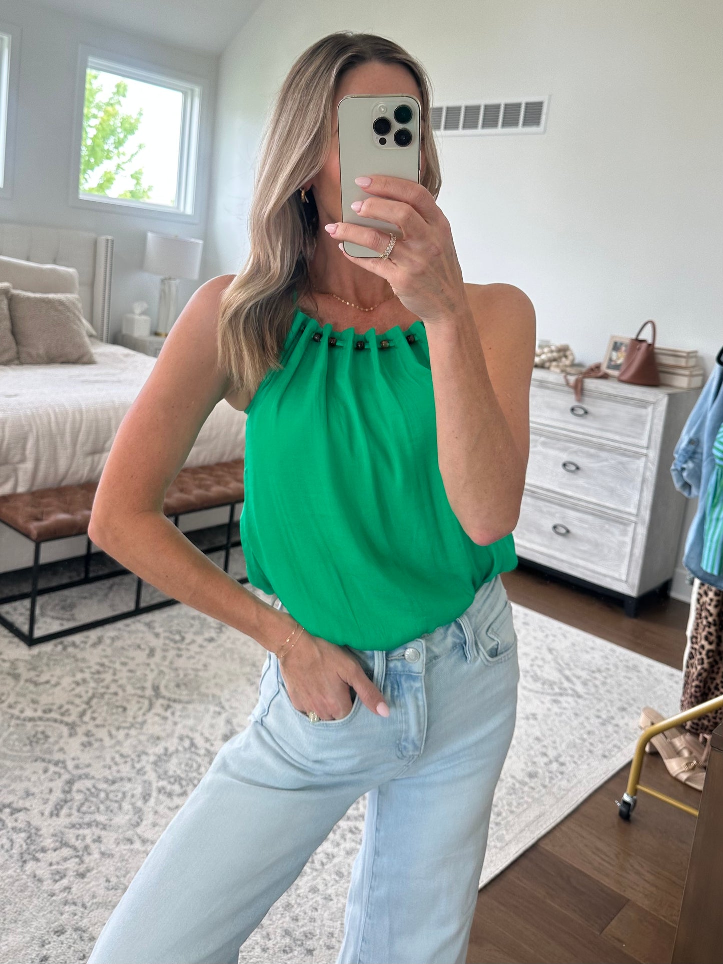 Green Beaded Tank