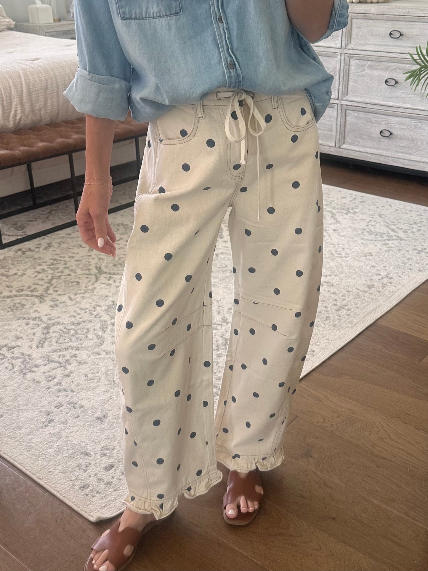 Cream/Navy Polka Dot Barrel Jeans
