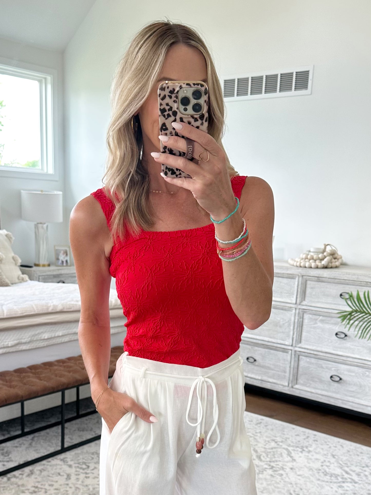 Floral Tank-Red