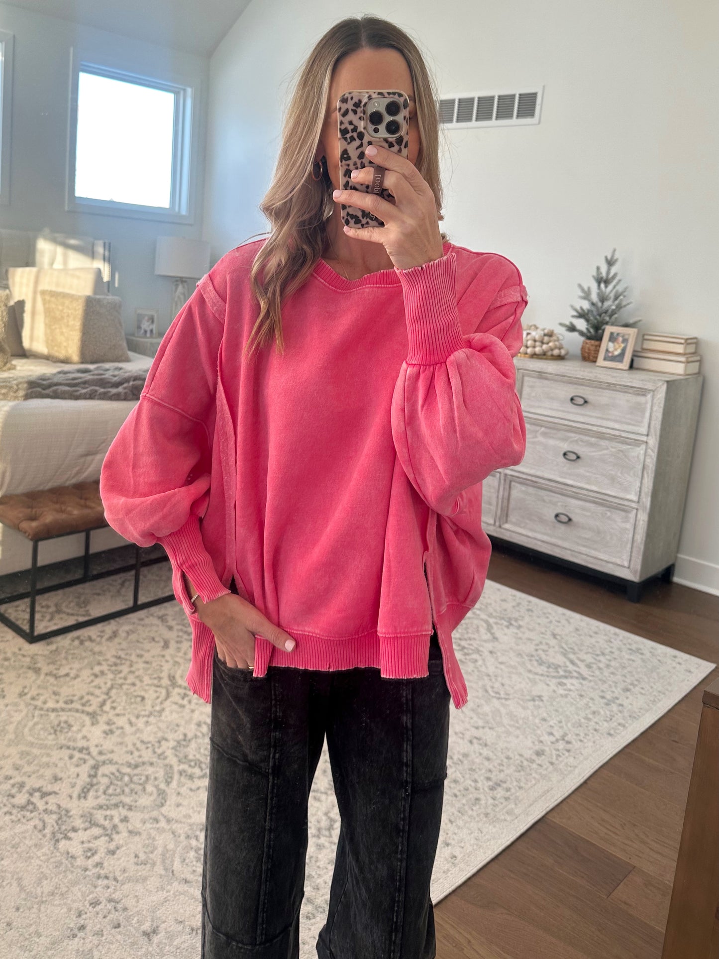 Oversized Sweatshirt- Fuchsia