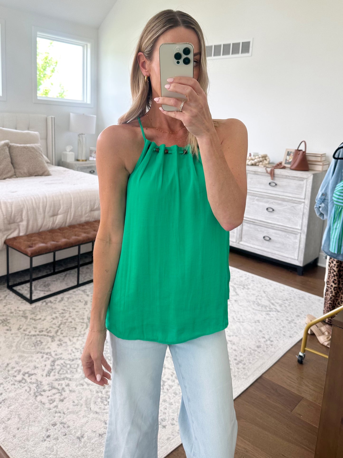 Green Beaded Tank