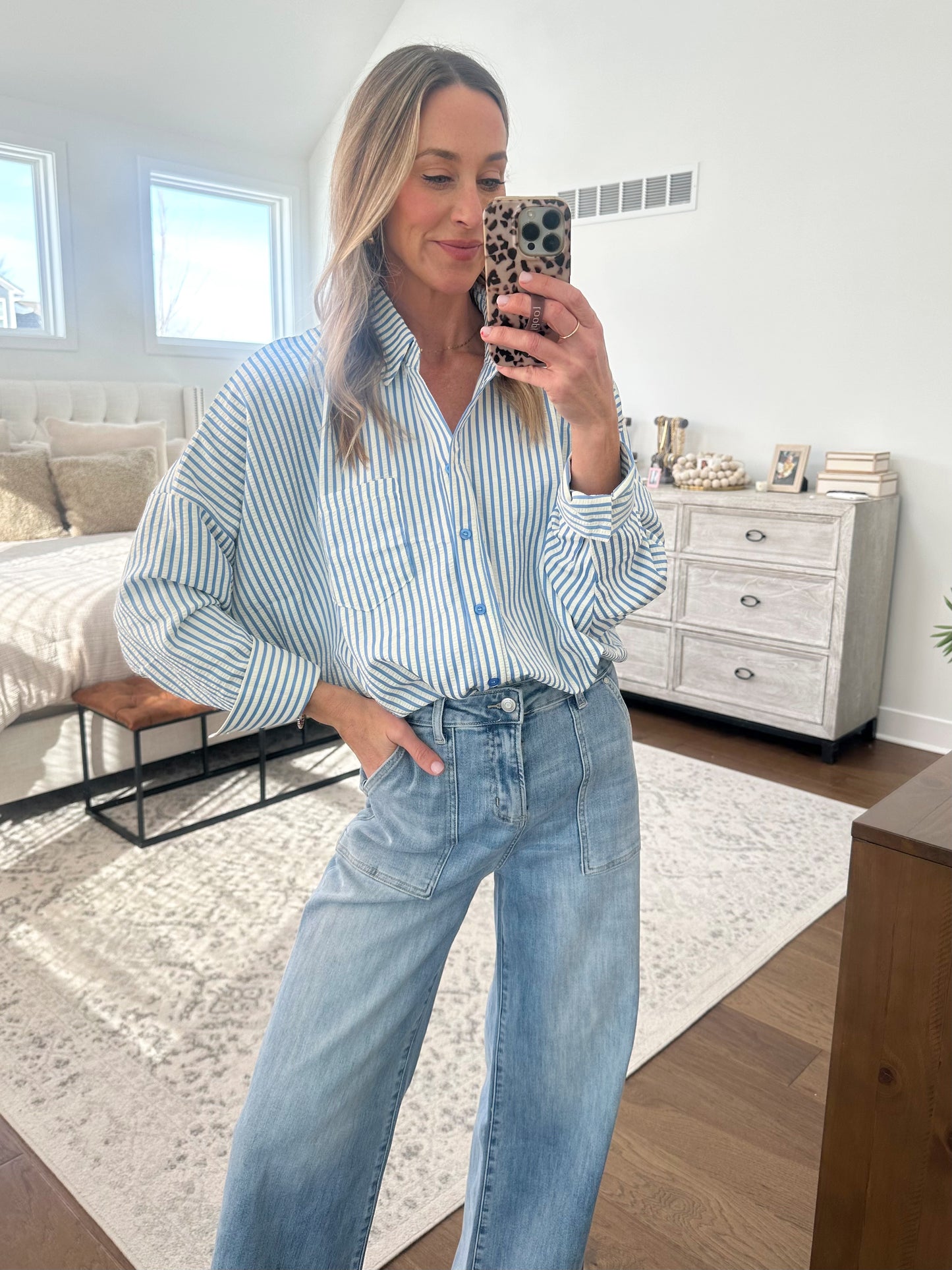 Blue & Ivory Button Down