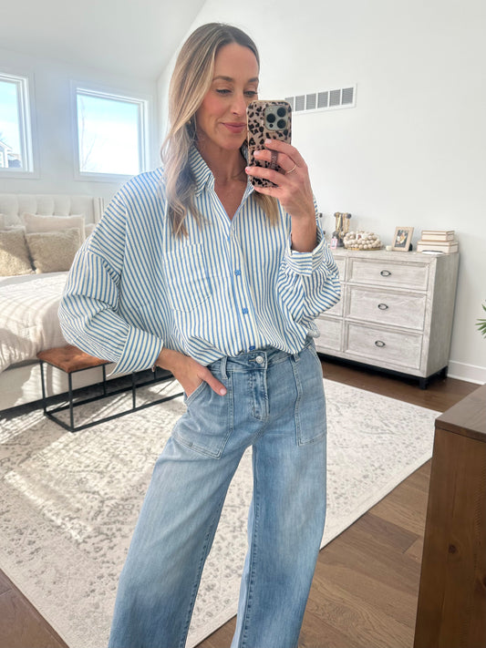 Blue & Ivory Button Down