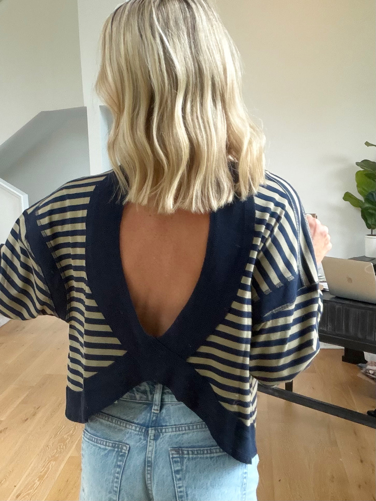 Navy Striped Top