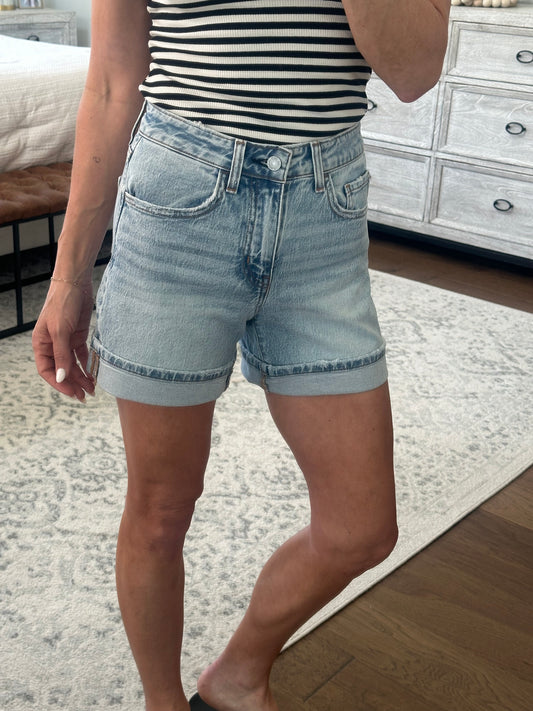 Cuffed Denim Shorts