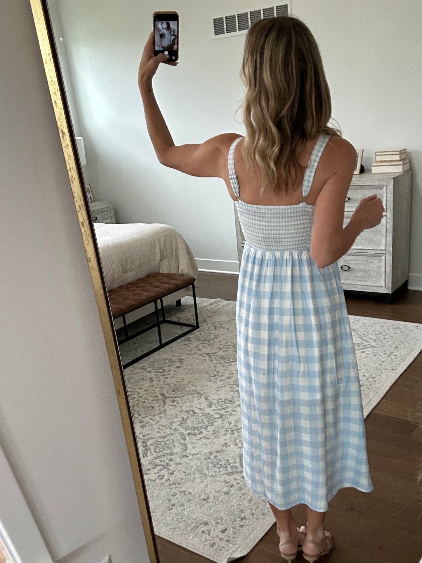 Blue Plaid Button Down Maxi