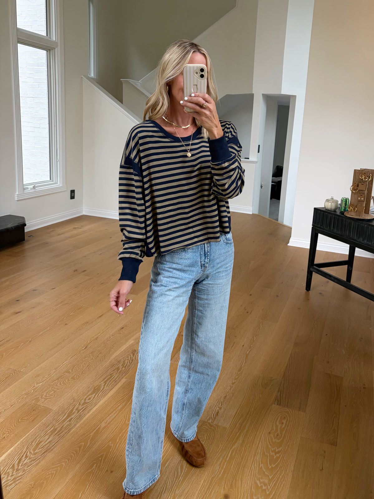 Navy Striped Top