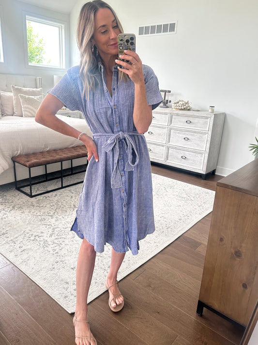 Washed Button Down Dress