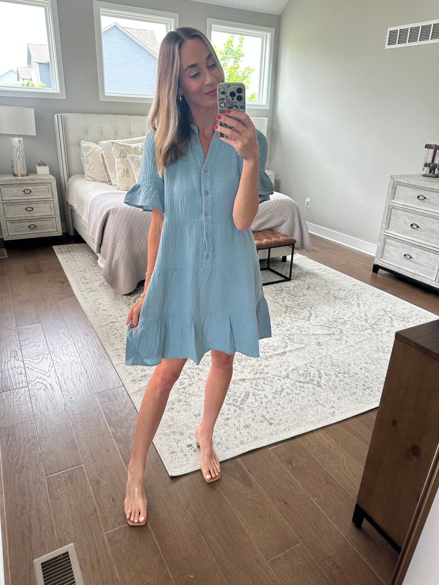Flutter Sleeve Woven Dress