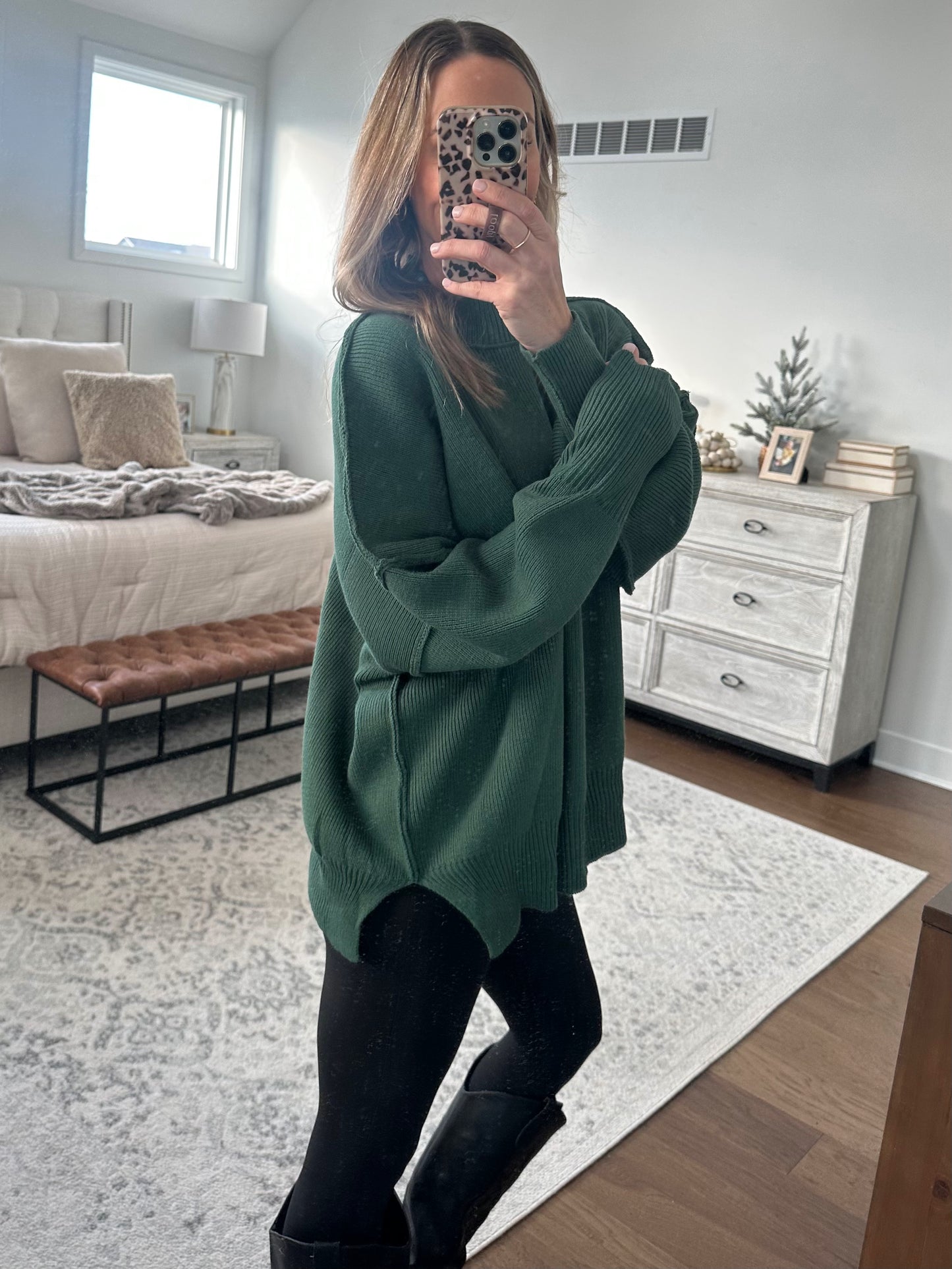 Oversized Sweater- Hunter Green