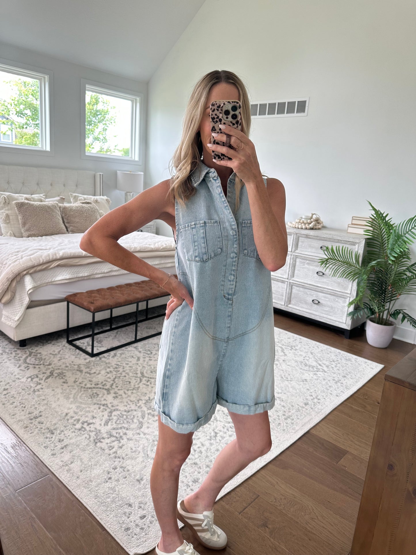 Sleeveless Denim Romper