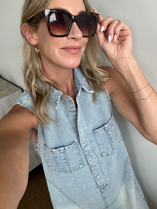Acetate Frame Sunglasses-Tortoise