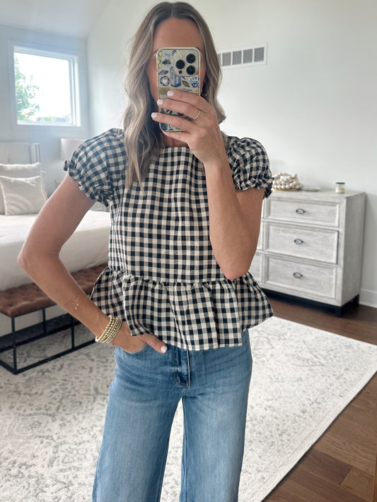 Linen Gingham Top