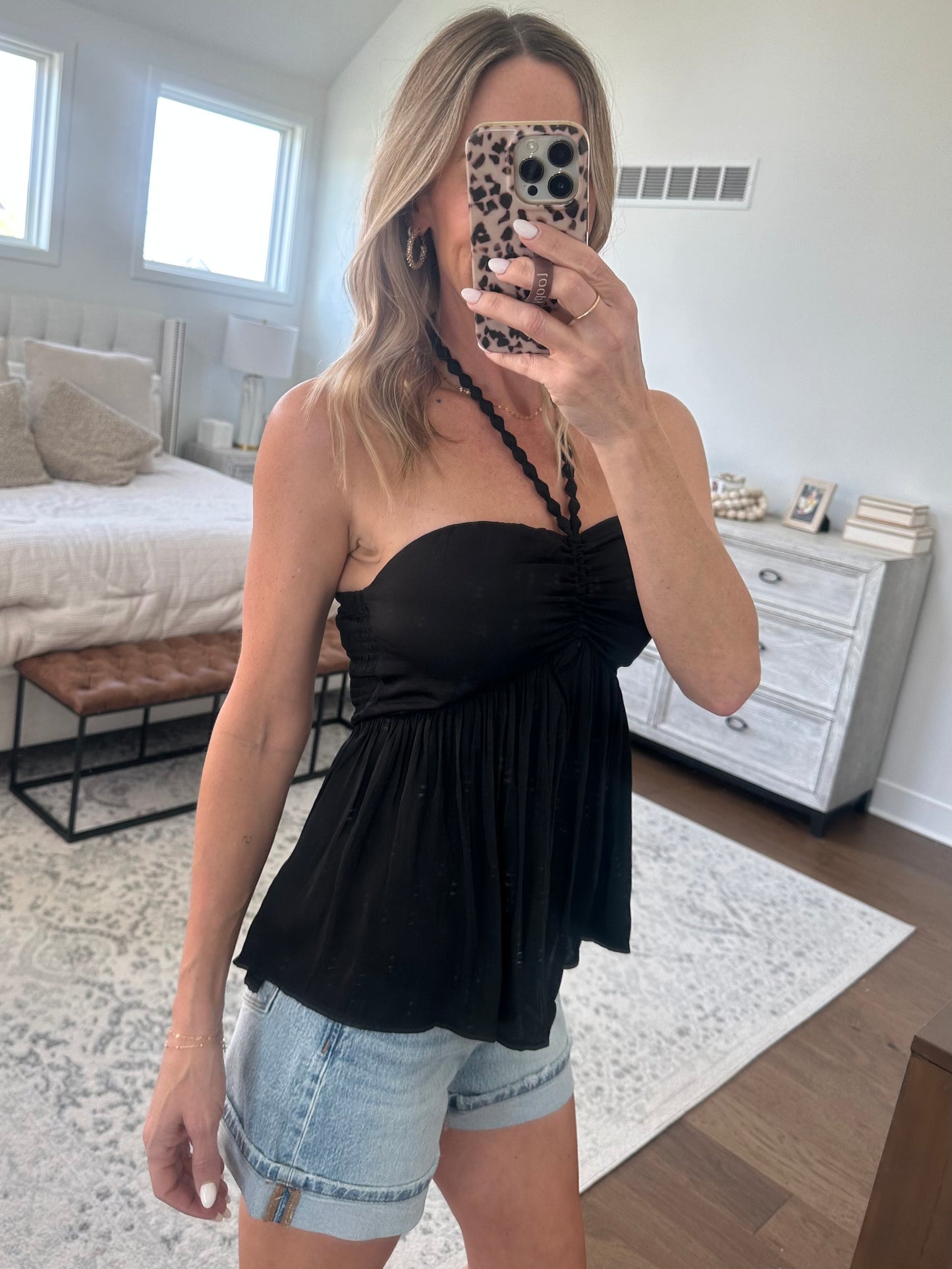 Silky Beaded Halter Top