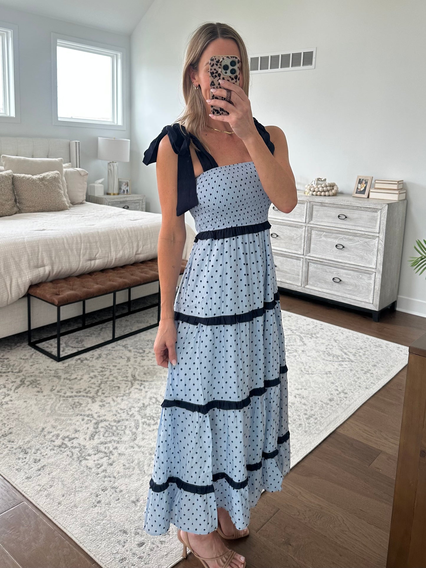 Polka Dot Blue/Navy Maxi Dress