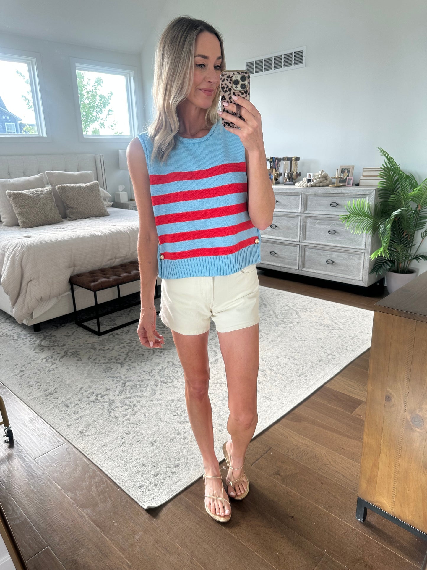 Baby Blue & Red Sweater