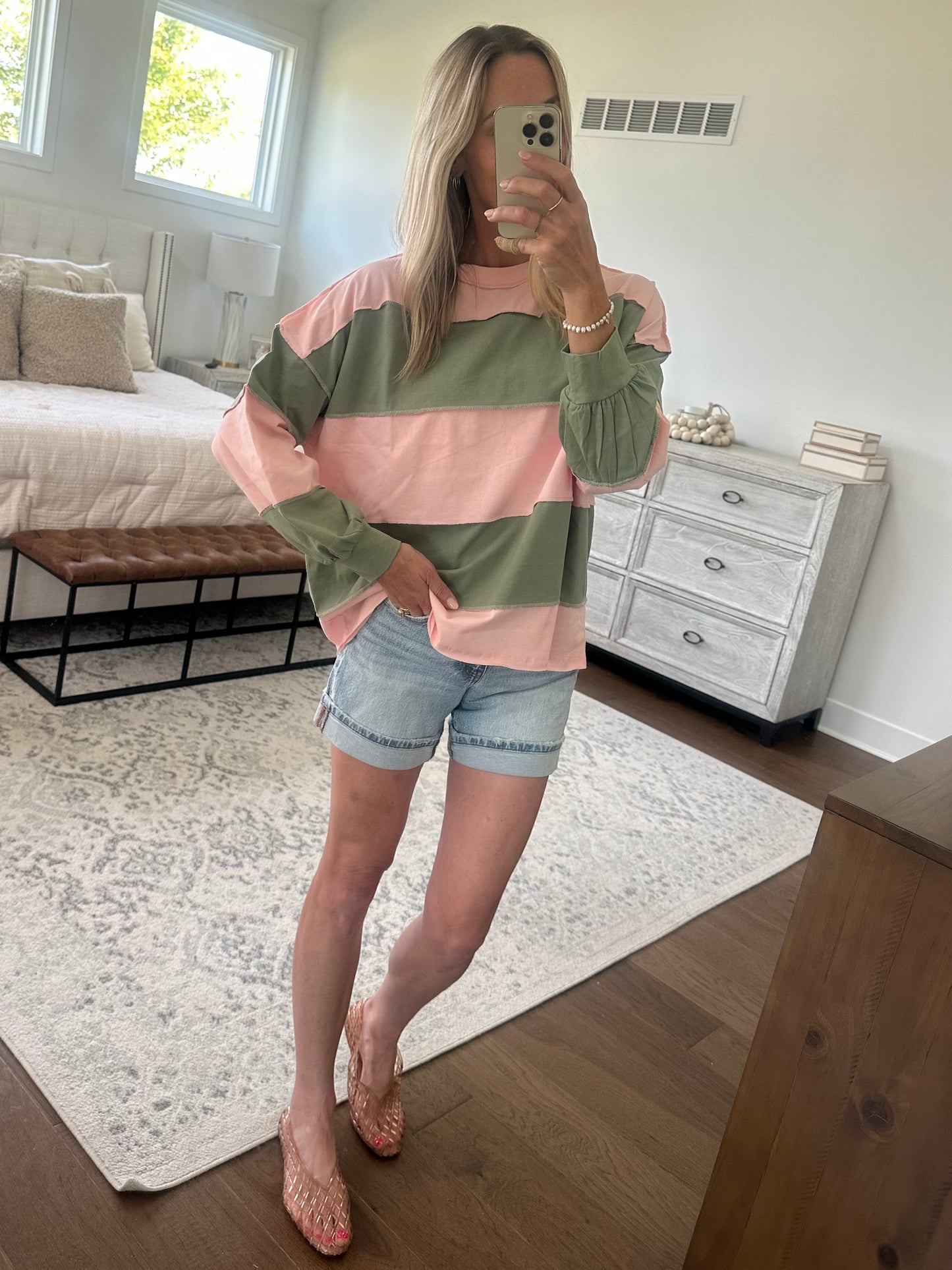 Contrast Pullover- Pink/Lime
