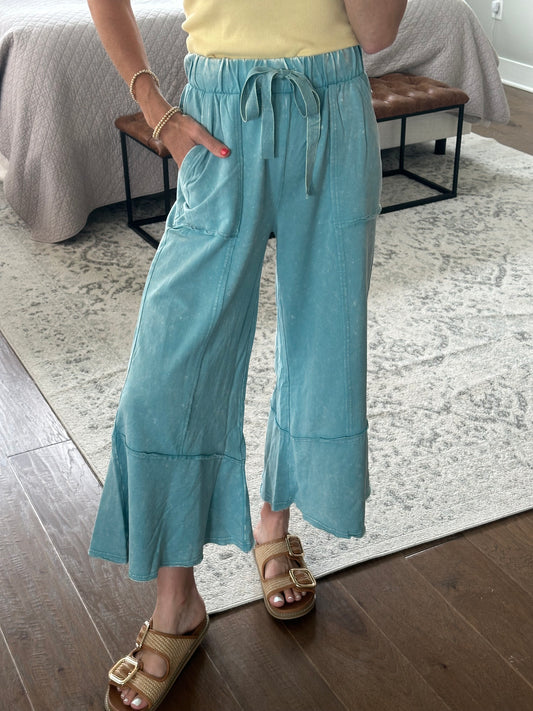 Flare Hem Pant- Blue