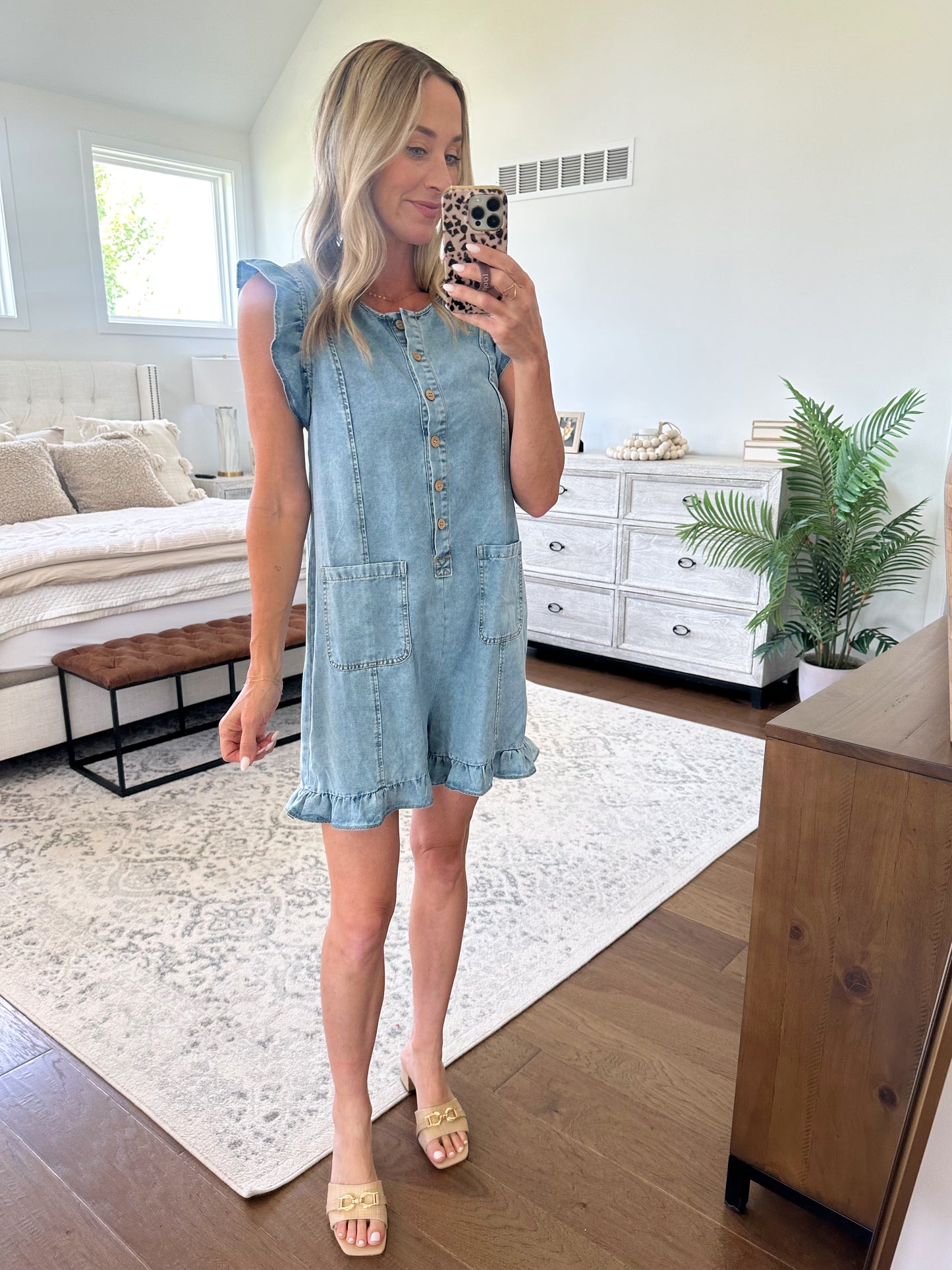 Denim Ruffle Romper