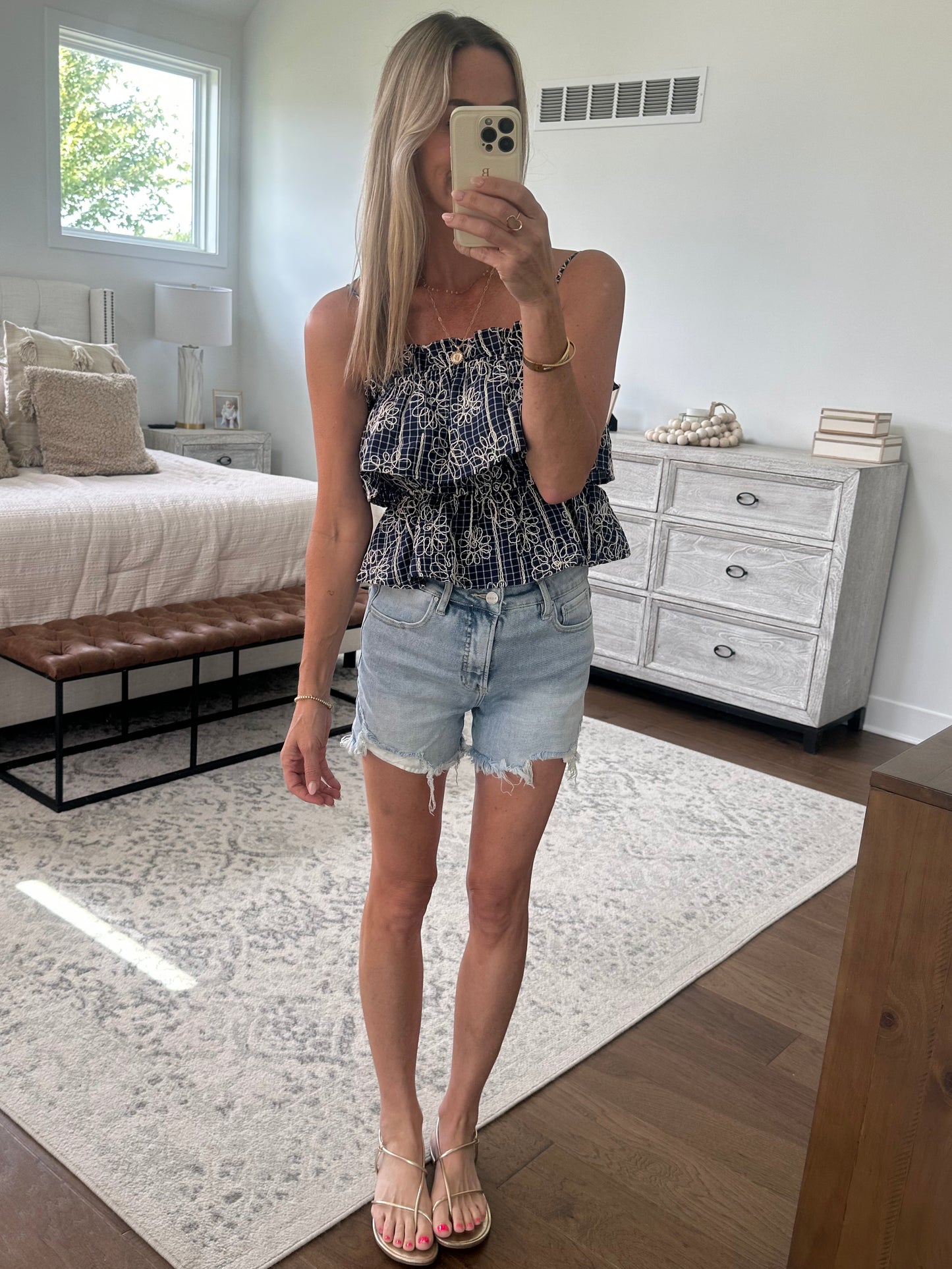 Navy Ruffle Tank