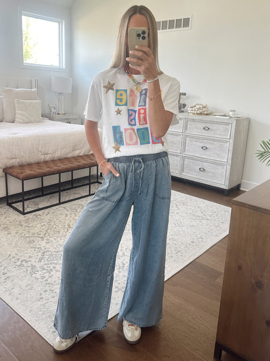 Chambray Palazzo Pant