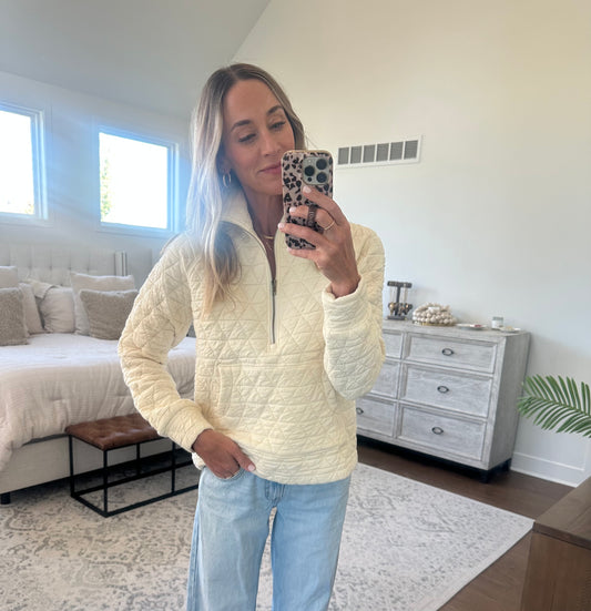 Cream Half Zip Sweatshirt