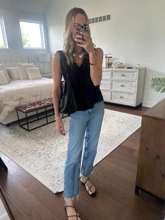 Black Pleat Blouse