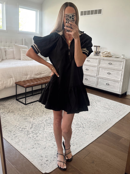 Black Ruffle Hem Dress