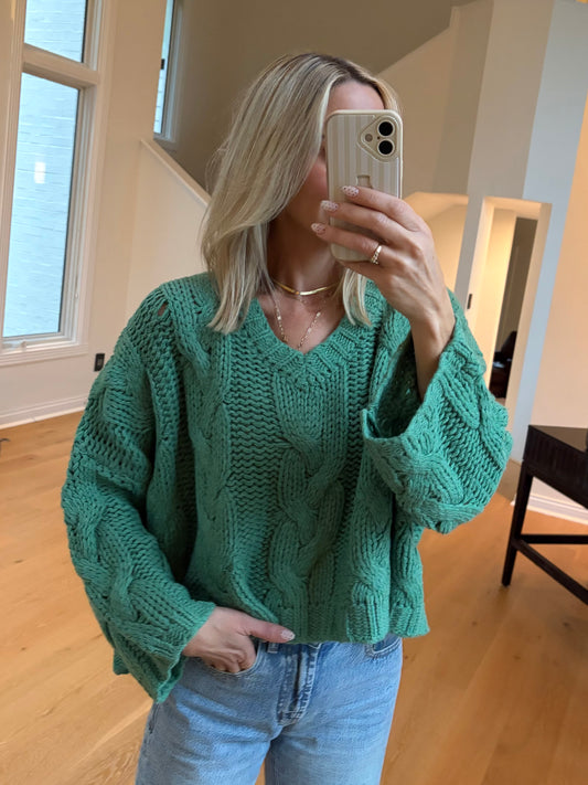 Loose Knit Sweater- Green