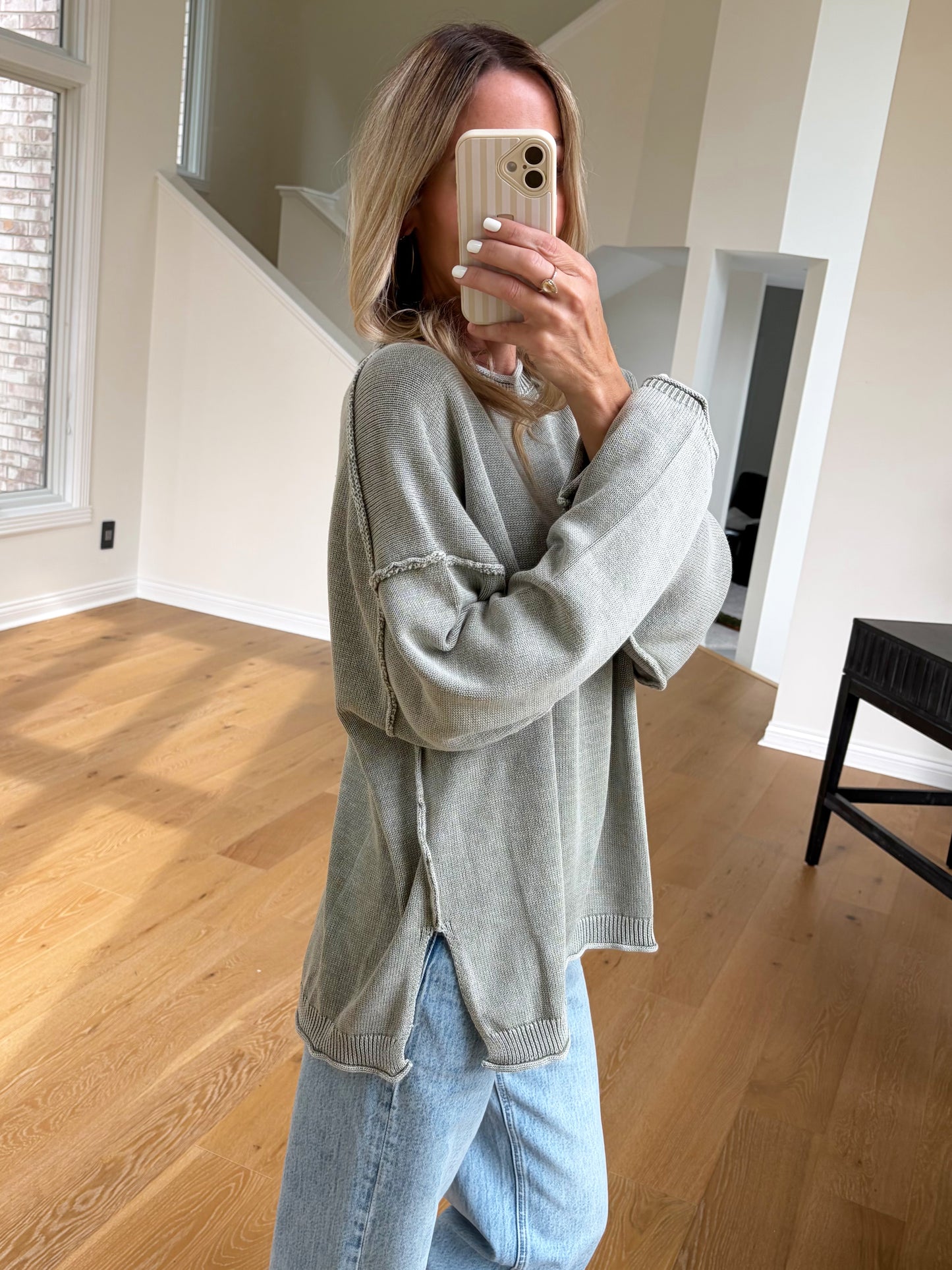 Olive Drop Sleeve Sweater