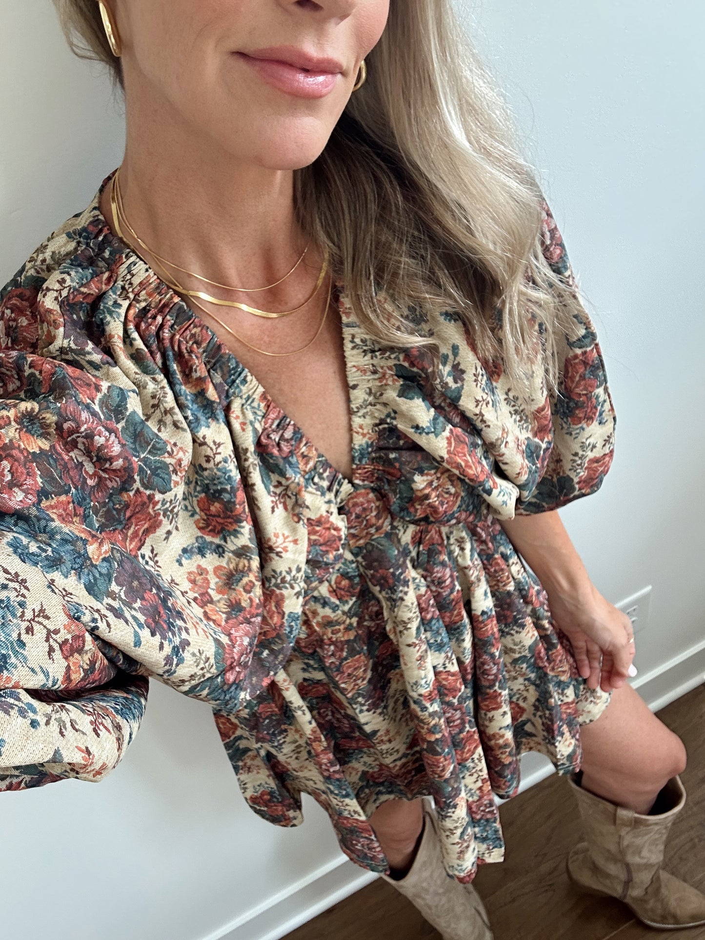 Vintage Floral Print Dress