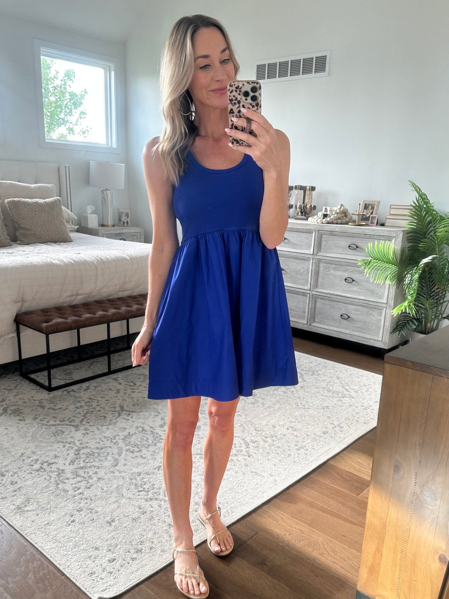 Woven Tank Dress- Blue