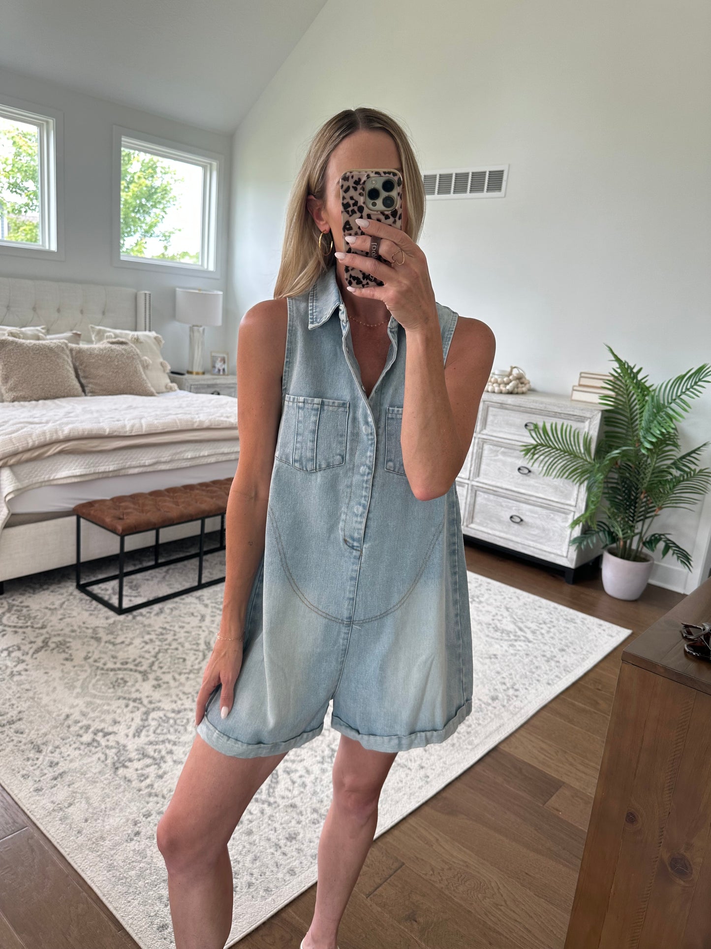 Sleeveless Denim Romper
