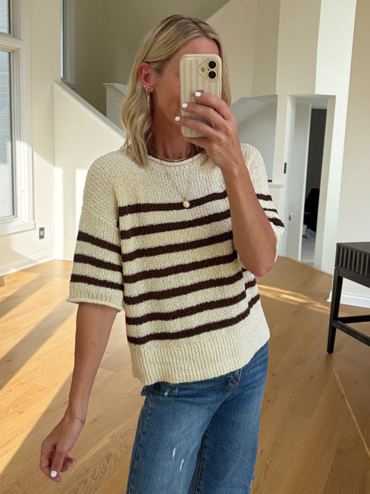 Cream & Brown Knit Sweater